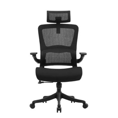 Chaise de bureau ergonomique avec support lombaire à dos élevé Chaise de bureau pivotante en maille noire exécutive