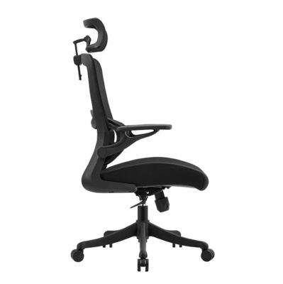Chaise de bureau ergonomique avec support lombaire à dos élevé Chaise de bureau pivotante en maille noire exécutive