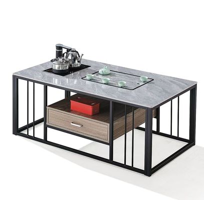 Meubles de bureau en pierre rectangulaire moderne avec cadre métallique