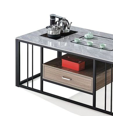 Meubles de bureau en pierre rectangulaire moderne avec cadre métallique
