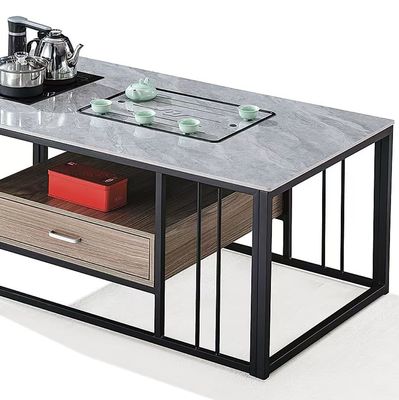 Meubles de bureau en pierre rectangulaire moderne avec cadre métallique
