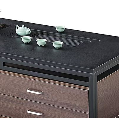 Moderne rectangulaire Black Rock Slab Top avec cadre métallique Meubles de bureau Table à café
