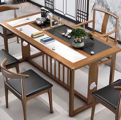 Table à thé en marbre Meubles de bureau Réception Table à thé Réception de bureau Combinaison avec 5 chaises
