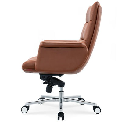 Chaise de bureau ergonomique roue chrome flexible pratique en cuir pivotant en PU Chef Directeur Chaise du personnel Massage rotatif moderne