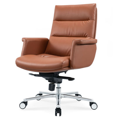 Chaise de bureau ergonomique roue chrome flexible pratique en cuir pivotant en PU Chef Directeur Chaise du personnel Massage rotatif moderne