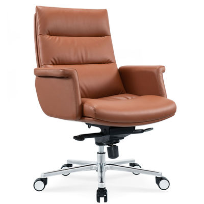Chaise de bureau ergonomique roue chrome flexible pratique en cuir pivotant en PU Chef Directeur Chaise du personnel Massage rotatif moderne