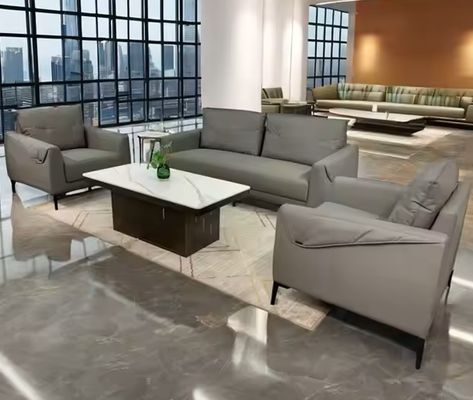 Sofa en cuir de bureau moderne à double réception ensemble d' éponge haute résilience en cuir de haute qualité idéal pour les réunions d' affaires