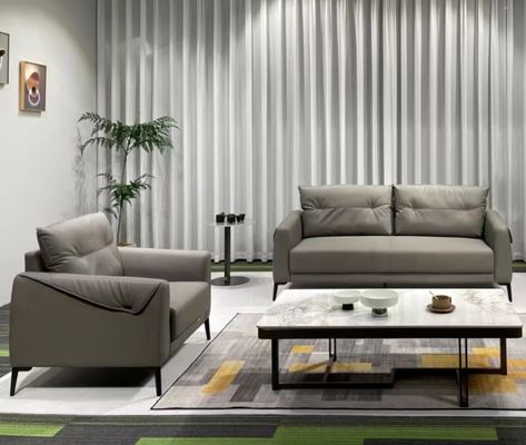 Sofa en cuir de bureau moderne à double réception ensemble d' éponge haute résilience en cuir de haute qualité idéal pour les réunions d' affaires