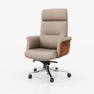 Chaise de bureau haut de l' arrière en cuir réel repose-tête réglable