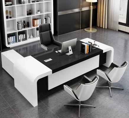 Table moderne en forme de L Chef Bureau haute technologie Bureau ordinateur Bureau exécutif Bureau poste de travail Design simple