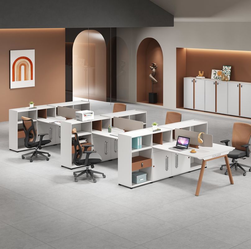 Meubles de bureau modernes 2 4 6 Personnes Parties de bureau Table Cubicle Bureau de poste de travail Bureau avec grand placard
