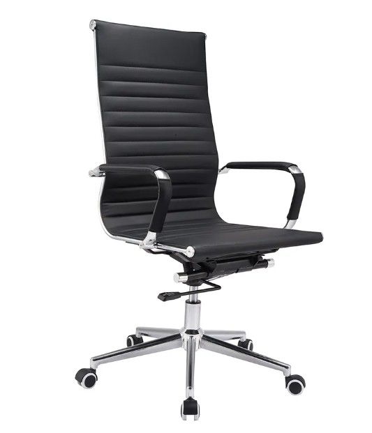 Chaise de bureau en cuir Pu, chaise de bureau à dos élevé, chaise en cuir réglable.