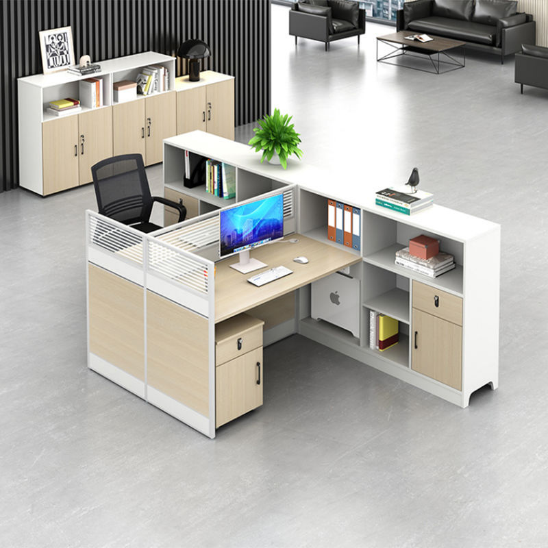 Tableau de bureau et chaise de bureau moderne simple et simple Combinaison de 2 personnes Cubicle modulaire en bois Bureau poste de travail Bureau