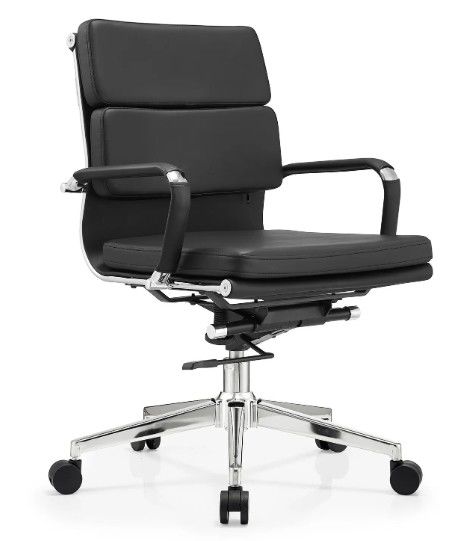 Pu Chef en cuir cadre métallique à dos moyen mobilier de bureau ergonomique bureau pivotant réglable chaise de bureau