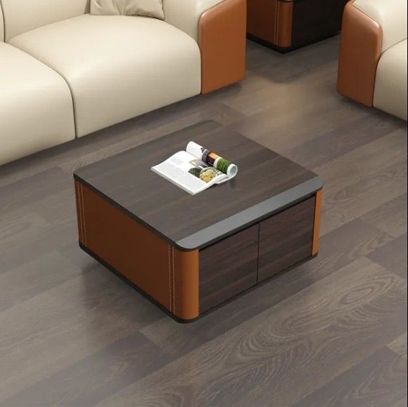 Minimaliste sur mesure en bois de forme carrée rangement salon de luxe table basse moderne