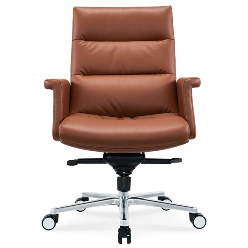 Chaise de bureau ergonomique roue chrome flexible pratique en cuir pivotant en PU Chef Directeur Chaise du personnel Massage rotatif moderne