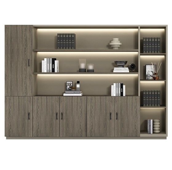 Armoire à fichiers en bois moderne Meubles de bureau Luxe arrière-plan Armoire en carton Armoire à fichiers en bois massif