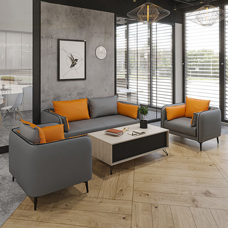 Mobilier de bureau commercial moins simple gris 3 sièges mobilier de bureau de bureau canapé canapé en cuir petit canapé moderne