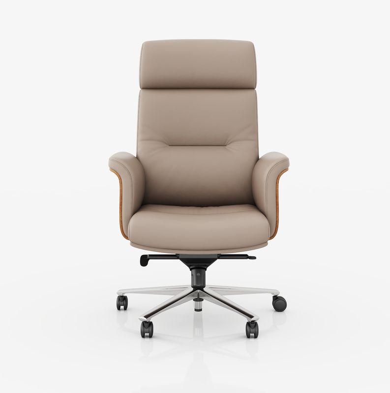 Chaise de bureau haut de l' arrière en cuir réel repose-tête réglable