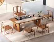 Table à thé en bois massif en marbre et en pierre chinois minimaliste Table à café moderne légère Luxe Meubles de bureau en marbre Table à thé