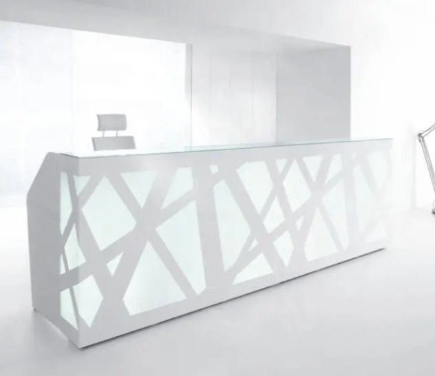Bureau de réception de style moderne de luxe Bureau de réception de bureau personnalisé Meubles de réception multi-personnes Bureau de réception Wtih Led Light