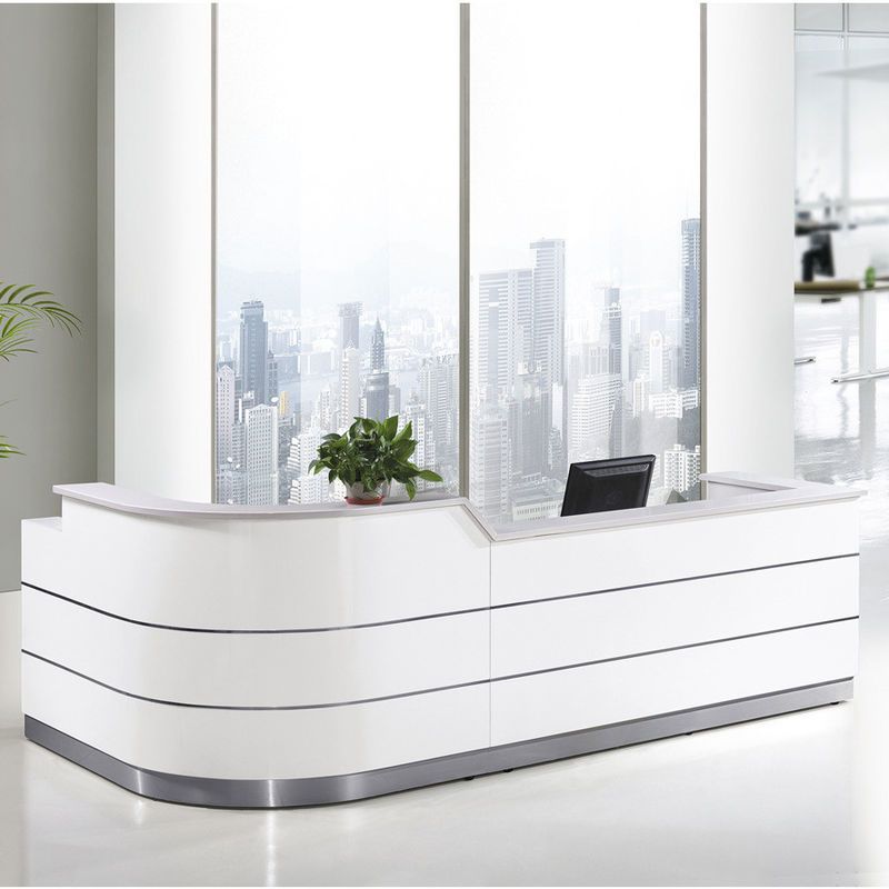 Bureau de réception de luxe blanc Bureau de réception moderne de surface solide Meuble de bureau
