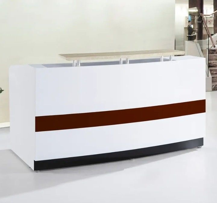Vente à chaud Taille personnalisée Simple Grand Design Hôtel Bureau d'accueil Reception blanche Table de comptoir Bureau de salon de beauté moderne
