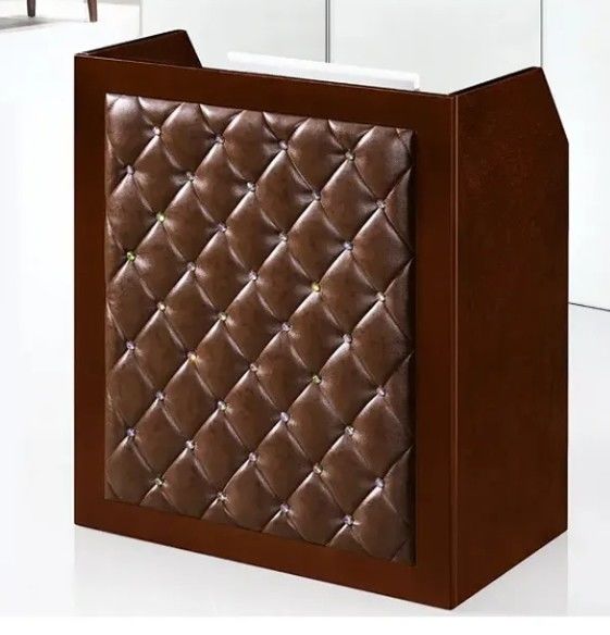 Vente en gros de nouveaux produits de luxe bureau noir comptoir en bois diamant bureau en forme de L petit comptoir de réception