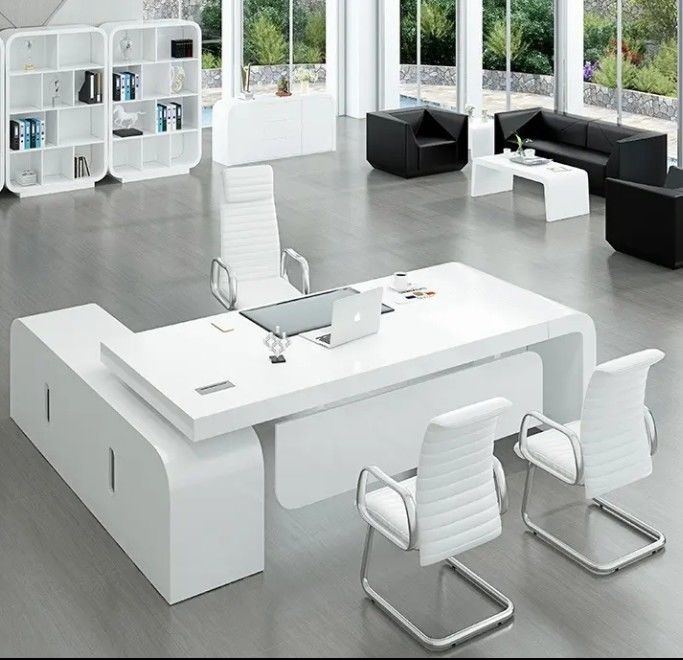 Meubles de bureau à vendre chaud peint en blanc bureau de bureau de chef chef bureau de bureau exécutif de luxe bureau de bureau exécutif moderne bureau pour le gestionnaire