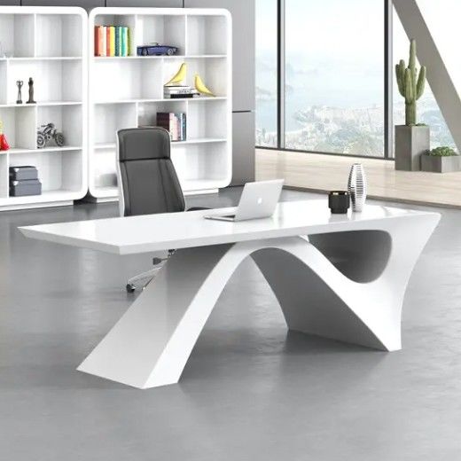 Simple peinture blanche moderne bureau exécutif patron bureau meubles de bureau lumière luxe président gestionnaire patron table